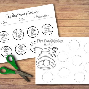 The Beatitudes | Cut and Paste Activity | Bible Activity | Bible Craft | Sunday School | Cut and Paste | Christian Printable Activity