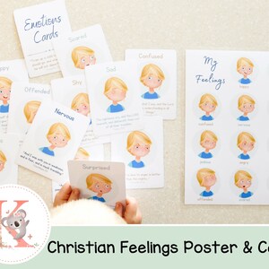 Tarjetas cristianas de sentimientos y emociones / Tarjetas y Póster / Sentimientos / Emociones / Tarjetas bíblicas digitales / Tarjetas de memoria de las Escrituras / Biblia KJV