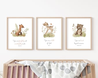 Arte della parete della foresta boschiva / Stampe delle Scritture / Bibbia / Asilo nido cristiano / Amici della foresta / Bosco / Asilo nido / Versetto della Bibbia / Decorazioni per la casa