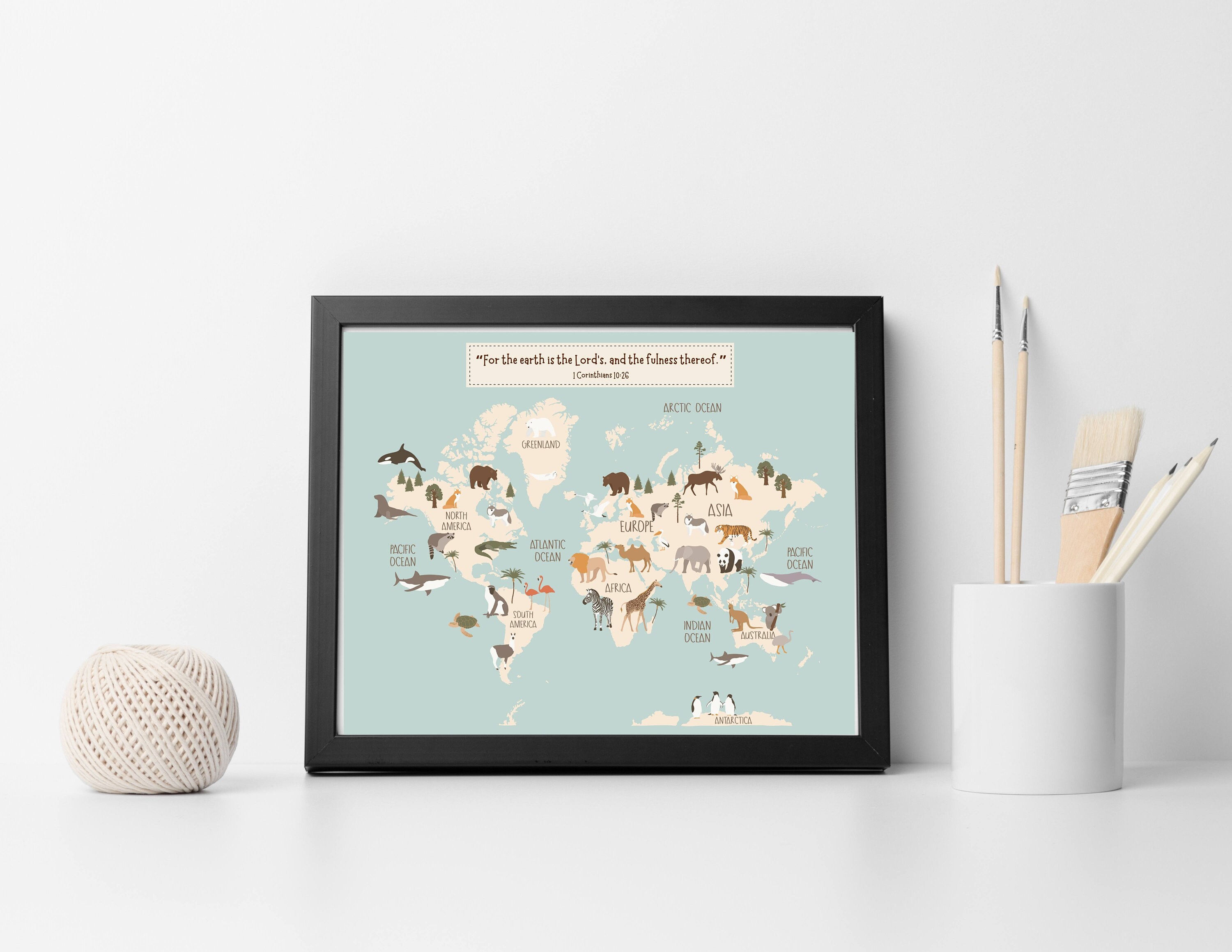 Christian Kids World Map | Animal World Map | Bible Verse | | Christian ...