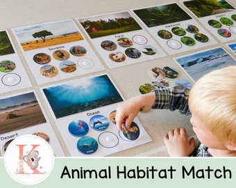 Animal Habitat Activity | Habitat Match | Realistic Animal Activity |Homeschool |Habitat Sorting Activity | Educational | Sorting Worksheets