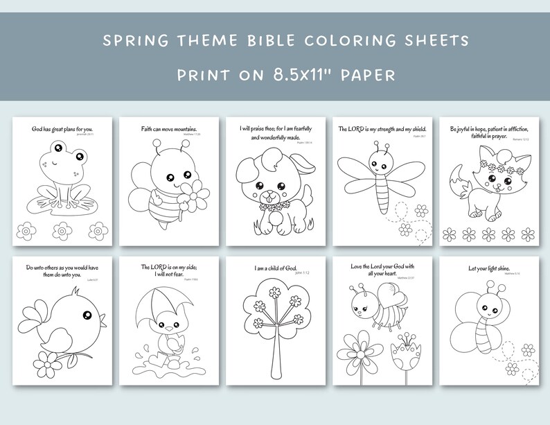 10 Spring Themed Coloring Pages | Bible Coloring | Sunday School | Kids ...