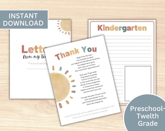 End of School Letter | Graduation Book Letter Printable | End of Year | Notes from Teacher | Goodbye Letter to Student | Instant Download |