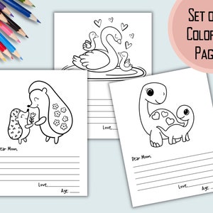 10 Carta del Día de las Madres / Día de las Madres / Páginas para colorear para niños / Imprimible / Manualidad del Día de las Madres / Carta a mamá / Regalo para mamá