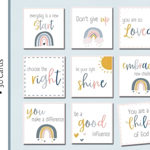 30 Affirmationsnotizen | Christliche Affirmationen | Affirmationskarten | Regenbogen | Kinder | Rucksack Karte | Reisenotiz | Brotdose Notiz