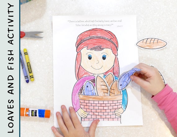 Jesus Miracles Activity | Loaves and Fishes | Bible Activity | Bible Craft | Sunday School | Cut and Paste | Christian Printable Activity
