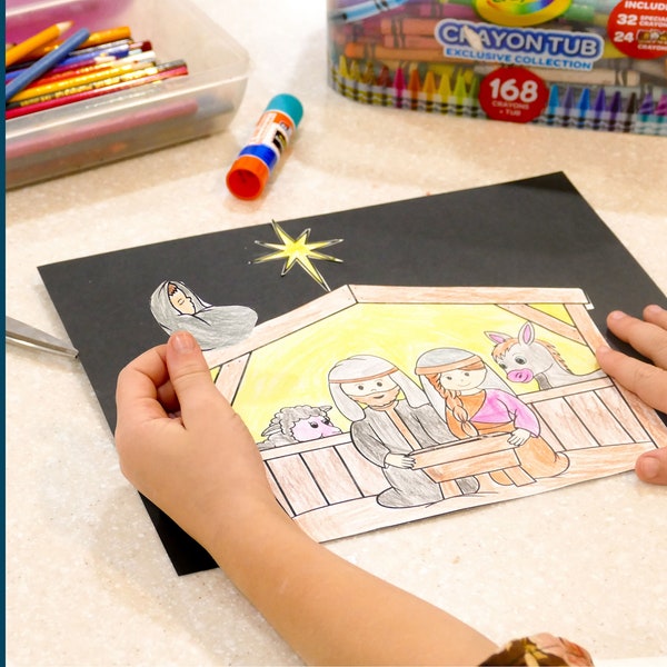 Nativity Activity for Kids | Nativity Coloring Sheet | Nativity | Bible Craft | Manger Baby Jesus | Cut and Paste | Christmas Activity