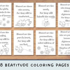 The Beatitudes | Bee Coloring Pages | Bible Coloring | Printable Activity | Sunday School | Color | Christian Printable Activity