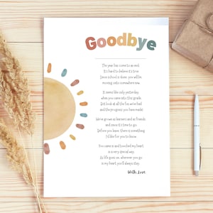 Lettre de fin d'études | Cadeau du professeur | Fin d'année | poème pour étudiants | Lettre d'adieu à un étudiant | Téléchargement instantané |
