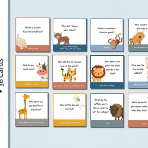 36 cartes de boîte à lunch | Blagues sur les animaux propres | Blagues pour les enfants | Animaux | Enfants | Cotillons | Cartes de blagues sur les animaux pour enfants | Blagues sur la boîte à lunch