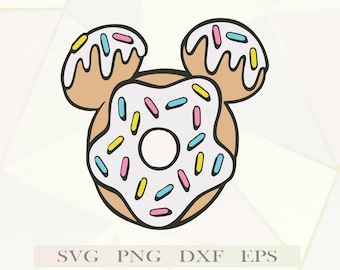 Mickey Donut SVG PNG Dxf Eps: Sprinkle Donut Cut File (Digital Download)