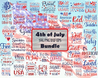 4th of July SVG PNG Dxf Eps Bundle: Patriotic Designs (Digital Download)