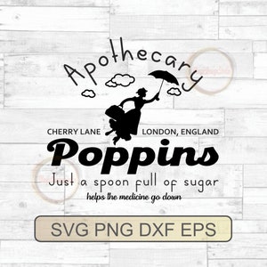 Poppins apotheker Svg PNG Eps Dxf digitale Download geïnspireerd shirt Design SVG Disneyland vakantie silhouet Cricut Cut bestand DisneyWorld Svg