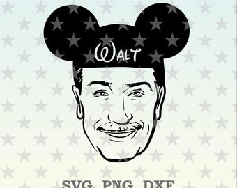 DisneyLand Walt Svg Png Dxf, Digital Download, Walt Svg Design, Mouse Clipart, Svg For Cricut, Silhouette, DisneyWorld Svg