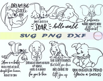 Dumbo Baby SVG Png Dxf Bundle: Newborn Cricut Designs (Digital Download)