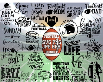 Football SVG Png Jpg Eps Bundle: Football Fan Designs, 20+ Cut Files (Digital Download)