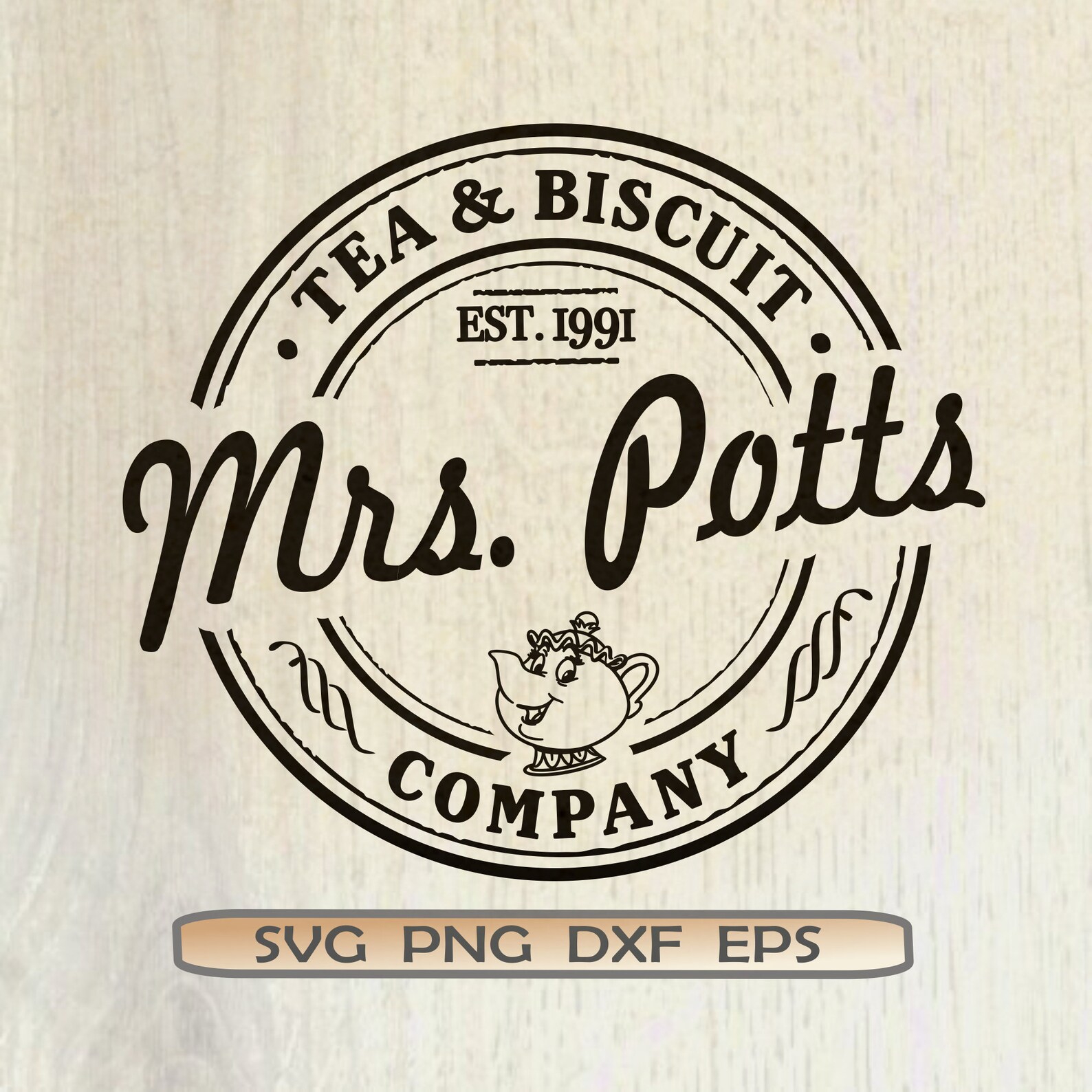 Mrs. Potts Tea Biscuit Company SVG Disney SVG Beauty and Beast Etsy