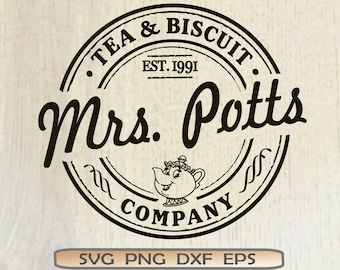 Mrs. Potts Tea Biscuit Company SVG Beauty and Beast Shirt Silhouette Cricut Mrs. Pots Cut file Professions SVG Png Instant Download