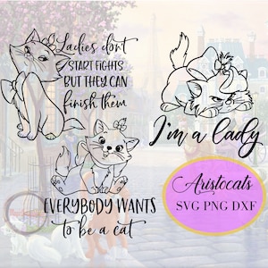AristocratsClipart SVG Marie デジタルダウンロード PNG Svg Dxf 15 猫のマリー、AristocatsSVG、AristocatsCricut svg、AristocatsCut ファイル