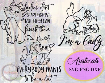 Marie Cat Aristocats SVG Png Dxf: Cricut Cut File (Digital Download)