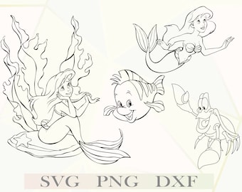 Ariel svg, Ariel cut file, Ariel cricut, Sebastian svg, Flounder svg, DisneyPrincess svg, Mermaid svg, mermaid cricut, DisneyBunde svg
