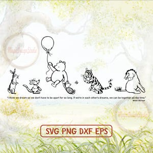 Winnie l'ourson Png Svg Dxf Eps, amis animaux mignons, animaux de la forêt, citation inspirante SVG, meilleurs amis pour toujours PNG, ourson et amis svg