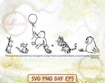 WinnieThe Pooh Png Svg Dxf Eps, Cute Animal Friends, Forest Animals, Inspirational Quote SVG, Best Friends Forever PNG, Pooh and Friends svg