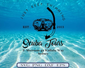 Scuba Tours Sydney: Nemo Inspired Design PNG SVG EPS Dxf (Digital Download)
