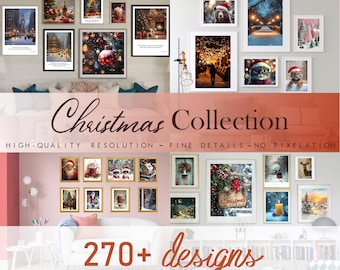 Vintage Christmas Wall Art Prints: Winter Holiday Decor (Digital Download)