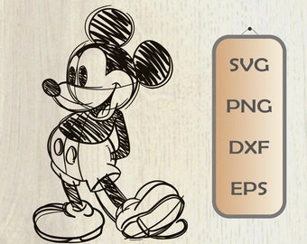 MickeyMouse SVG PNG Dxf Classic Mickey Sketched Disneyland Vacation Shirts Silhouette Cricut Cut File Design MickeyPNG svg
