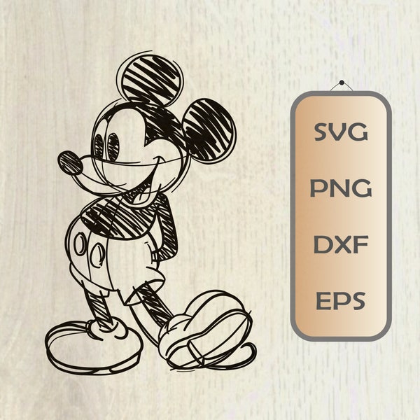 MickeyMouse SVG PNG Dxf klassieke Mickey geschetst Disneyland vakantie shirts silhouet Cricut gesneden bestand ontwerp MickeyPNG SVG