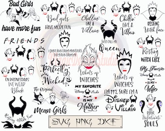 Villains Bundle SVG, Villains svg, Villains cut file, File Silhouette, Clipart, Cricut, The Villains Bundle SVG, Bad Witches SVG