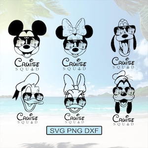 Paquete de Svg de escuadrón de crucero, Svg de ratón y amigos, Svg de viaje familiar, Svg de reino mágico, Svg de familia de crucero, Svg de vacaciones familiares, Svg de modo vacación