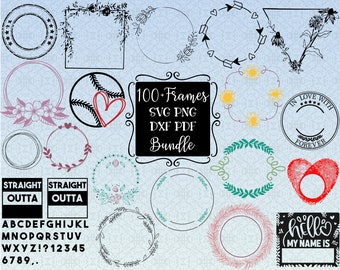 100+ Frames Bundle svg png dxf eps pdf Flower wreath svg cut files, Roses Frame Svg, Straight Outta Frame Svg