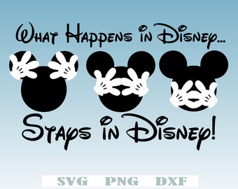 What happens in Svg Png Dxf, Mickey What happens in Svg Png Dxf Mickey hear no evil, see no evil, speak no evil Svg Png, files for Cricut