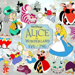 50+ Alice im Wunderland Instant Download Schnitt Datei Clipart Bundle Cricut Silhouette Printable