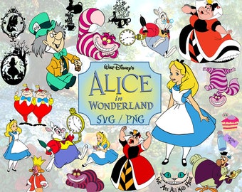 Alice in Wonderland SVG PNG Clipart Bundle (Digital Download)