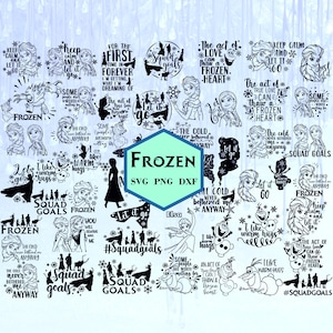 50+ FrozenSvg Bundle SVG PNG DXF Clipart FrozenDigital Download Elsa Olaf Anna Frozen Instant Download