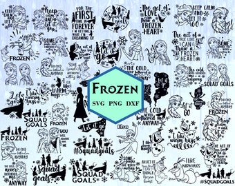 Frozen SVG Png Dxf Bundle: Elsa, Anna, Olaf Clipart (Digital Download)