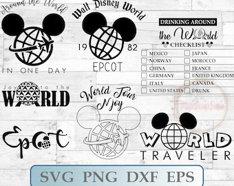 Epcot SVG Png Dxf Eps, World traveler, World tour svg, Drinking Around The World Checklist SVG, DisneyWorld Svg Silhouette Clipart, Cricut