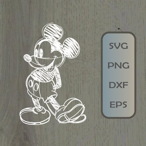 MickeyMouse SVG PNG Dxf Klassische Mickey Skizziert Disneyland Urlaub Shirts Silhouette Cricut Cut File Design MickeyPNG svg