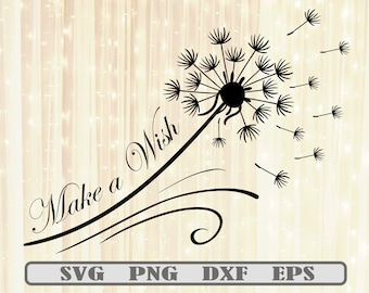 Make a wish with dandelion svg png eps dxf /dandelion svg / dandelion clip art / Make a wish svg / motivational svg / inspirational / Wish