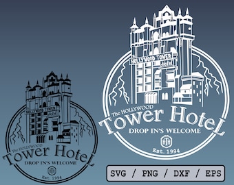 Hollywood Tower of Terror Ride World Ride SVG Studios Silhouette Cricut Cut file DXF Png The Hollywood Tower Hotel Shirt Svg