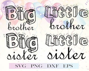 Big Brother, Big Sister Sibling SVG PNG Dxf Eps (Digital Download)