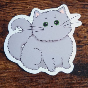 Floofy Floof de anteestudios pegatina de dibujos animados esponjoso lindo gato gordo diario cuaderno de bocetos pegatina decorativa