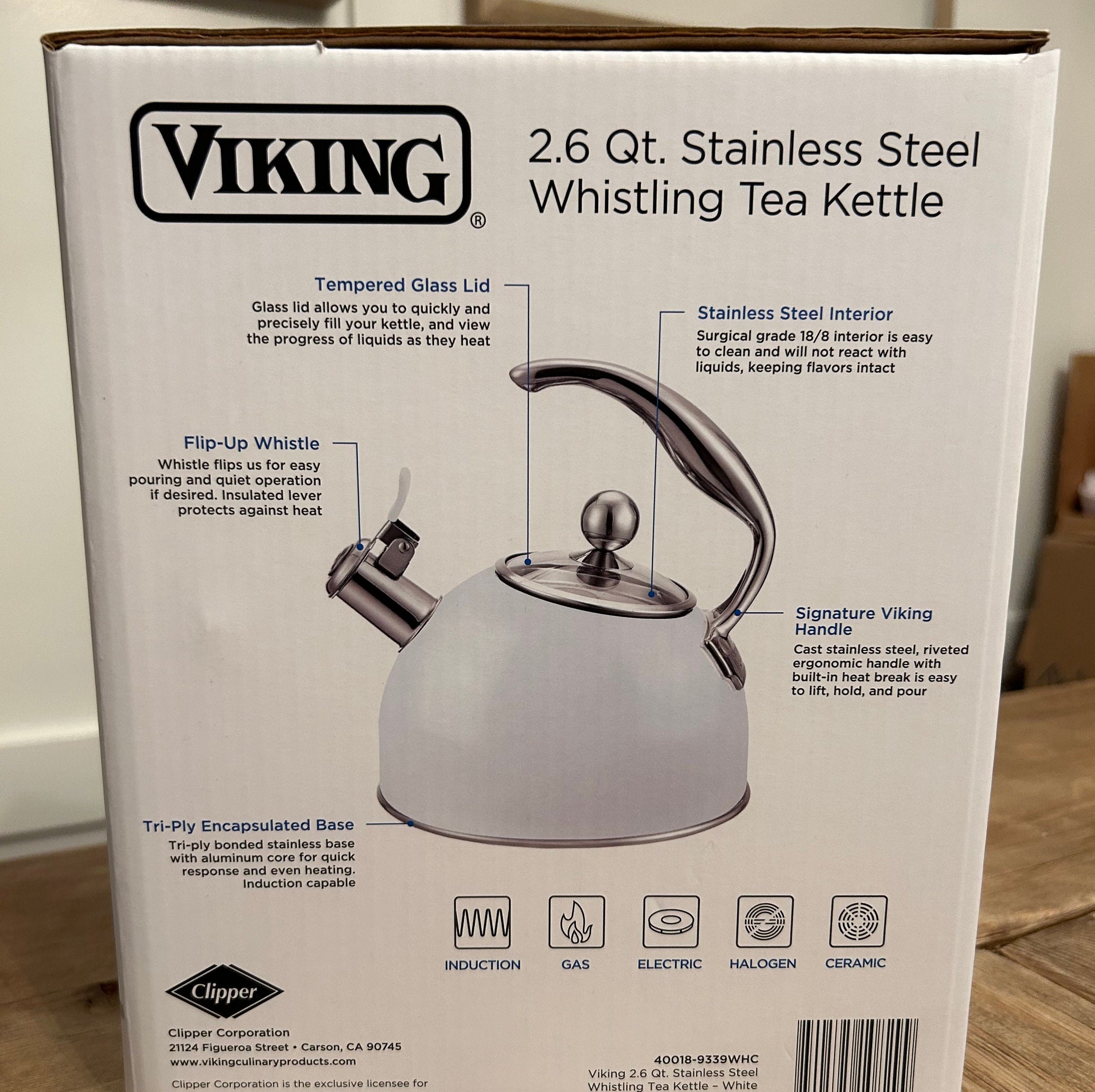 Viking Stainless Steel 2.6 Quart Whistling Tea Kettles - The