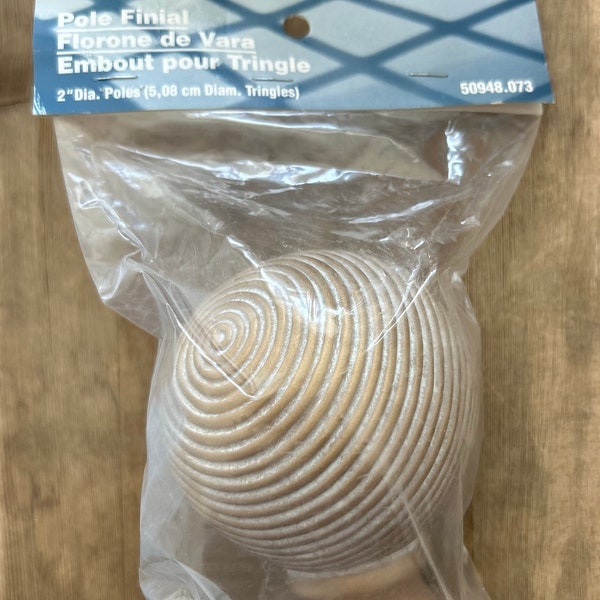 NEW Kirsch Wood Trends Ribbed Ball Finial For 2" Pole 50948.073 Gold Wash SEVERAL AVAILABLE