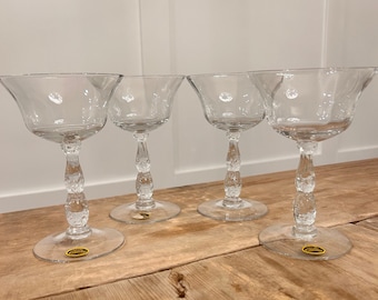 Vintage Cambridge Glass Tall Champagne / Sherbet Glasses Set of 4 Never Used