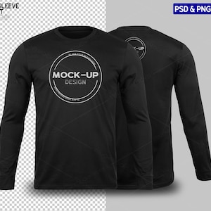 Long sleeve crewneck T shirt Mockup Bundle | PNG and PSD files | Add your design and background
