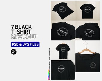 Black T-Shirt Mockup Bundle: Apparel Template (PSD & JPG)